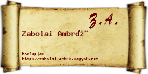 Zabolai Ambró névjegykártya